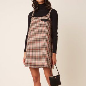 Prada Appliquéd Checked Wool Mini Dress